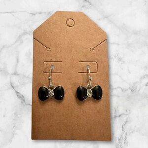 Black Bow Earrings with Rhinestones